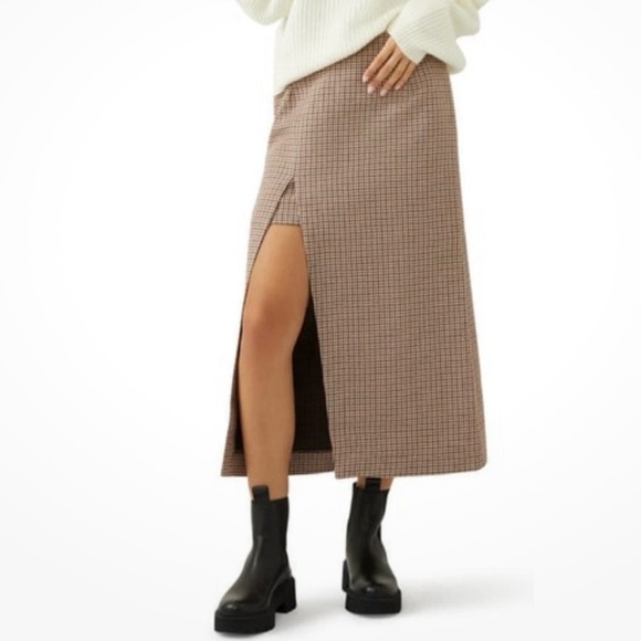 MAJE Jaisa Brown Houndstooth
Pattern Slit Midi Skirt - Picture 12 of 16